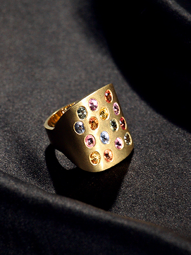 18K YELLOW GOLD WITH MULTICOLORED SAPPHIRES 