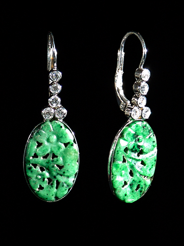 Arido 18k white gold jade diamond earrings